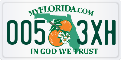 FL license plate 0053XH