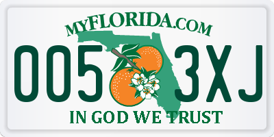 FL license plate 0053XJ