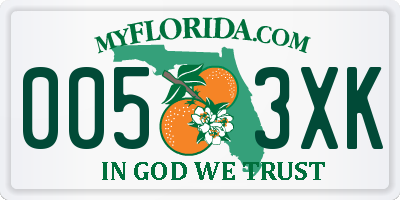 FL license plate 0053XK