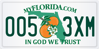FL license plate 0053XM