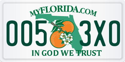 FL license plate 0053XO