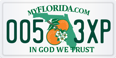 FL license plate 0053XP