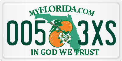 FL license plate 0053XS