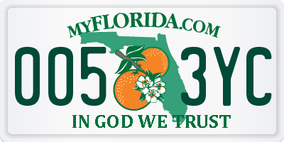 FL license plate 0053YC