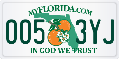 FL license plate 0053YJ