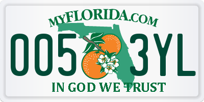 FL license plate 0053YL