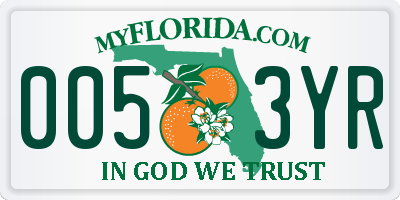 FL license plate 0053YR