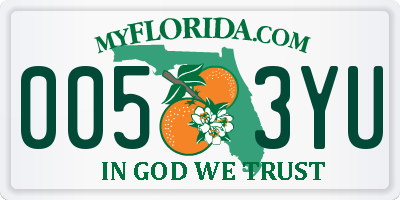 FL license plate 0053YU