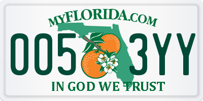 FL license plate 0053YY