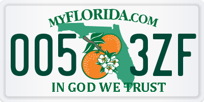 FL license plate 0053ZF