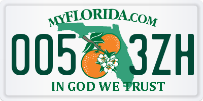 FL license plate 0053ZH