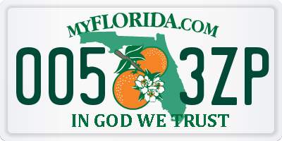 FL license plate 0053ZP