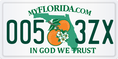 FL license plate 0053ZX