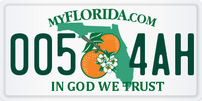 FL license plate 0054AH