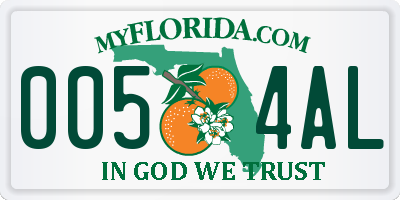 FL license plate 0054AL