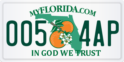 FL license plate 0054AP