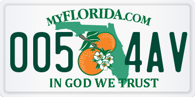 FL license plate 0054AV