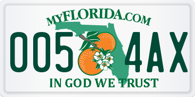 FL license plate 0054AX