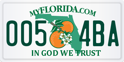 FL license plate 0054BA