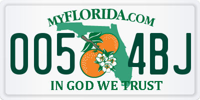 FL license plate 0054BJ