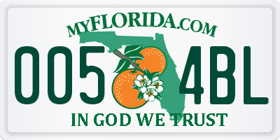 FL license plate 0054BL