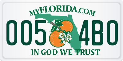 FL license plate 0054BO