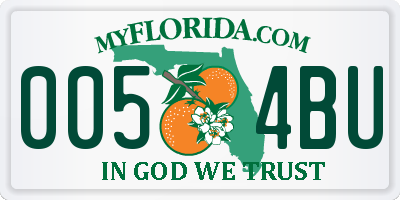 FL license plate 0054BU