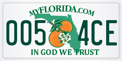 FL license plate 0054CE