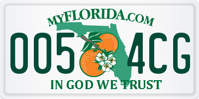 FL license plate 0054CG