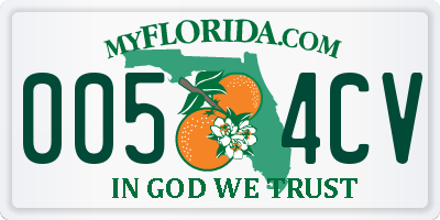 FL license plate 0054CV