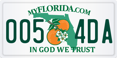 FL license plate 0054DA