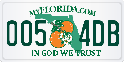 FL license plate 0054DB