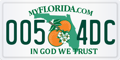 FL license plate 0054DC
