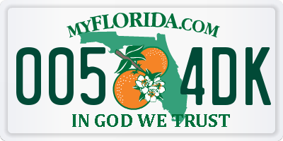 FL license plate 0054DK