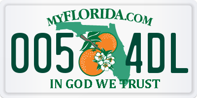 FL license plate 0054DL