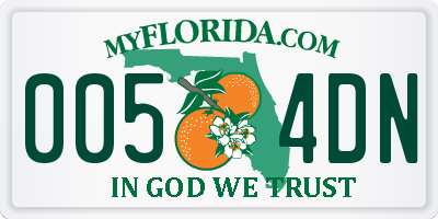 FL license plate 0054DN