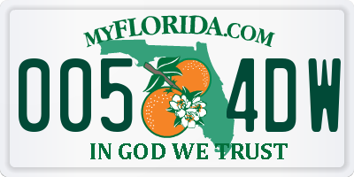 FL license plate 0054DW