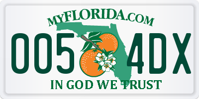 FL license plate 0054DX