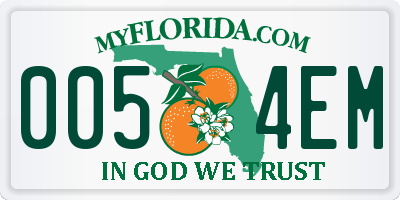 FL license plate 0054EM