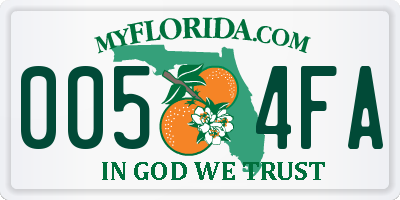 FL license plate 0054FA