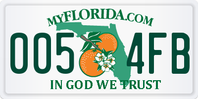 FL license plate 0054FB