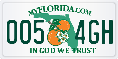 FL license plate 0054GH