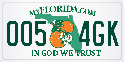 FL license plate 0054GK