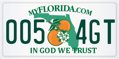 FL license plate 0054GT