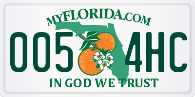 FL license plate 0054HC