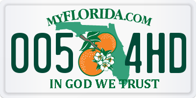 FL license plate 0054HD