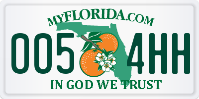 FL license plate 0054HH