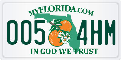 FL license plate 0054HM