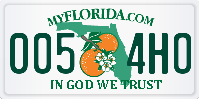 FL license plate 0054HO
