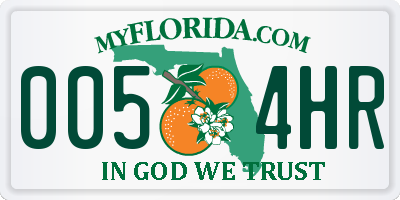 FL license plate 0054HR